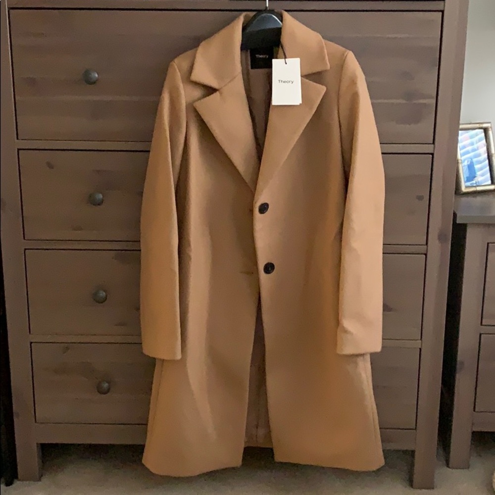 Theory Stretch Melton Long Clairene Coat - Picture 2 of 3